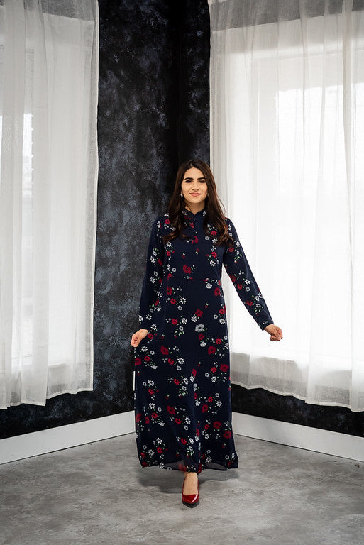 Navy blue floral shop print maxi dress