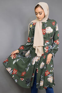 Pickle Green Floral Printed Tunic