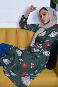Pickle Green Floral Printed Tunic