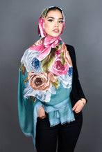 Foil Floral Teal Scarf