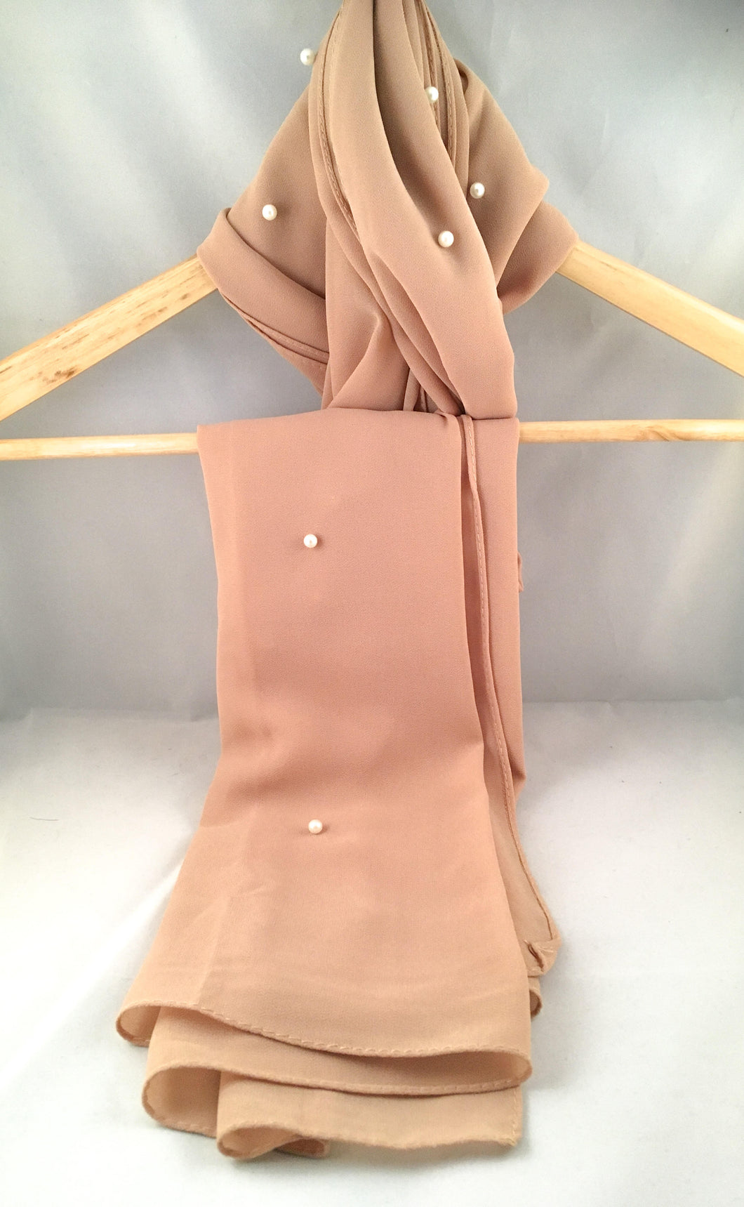 Gallerina Hijab in Beige Chiffon Georgette with Pearls