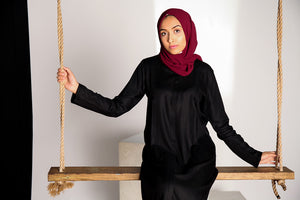 Gallerina Plain Maroon Hijab in Georgette Chiffon 