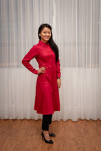 Candy Red Flare Tunic with Buttons