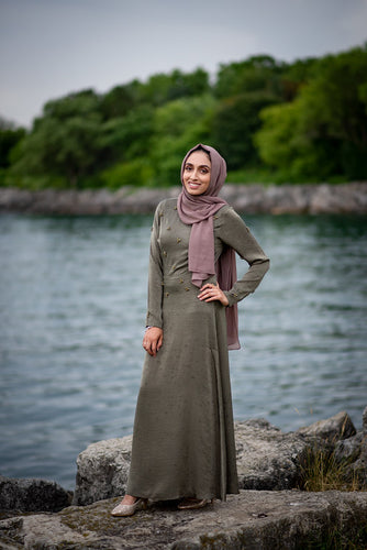 Pastel Olive Green Sequence Dress