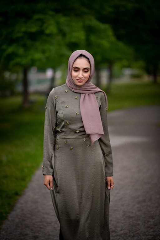 Pastel Olive Green Sequence Dress – Gallerina